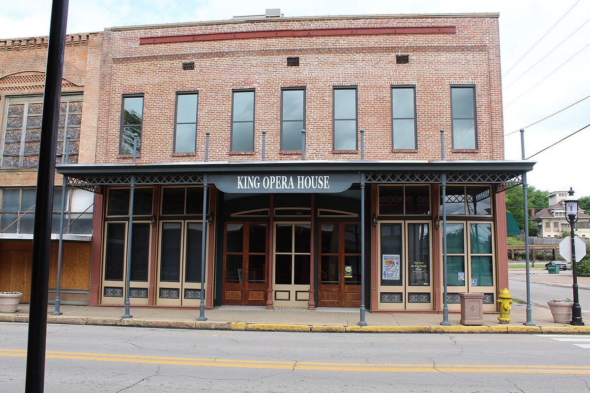 King Opera House in Van Buren, brick front and wood double doors