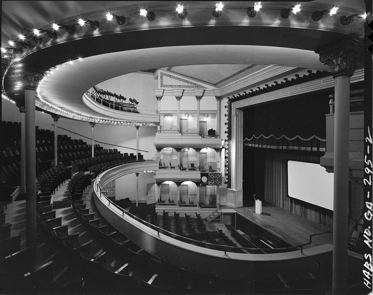 Springer Opera House in Columbus, the auditorium, the horseshoe seats, the boxes, and the stage