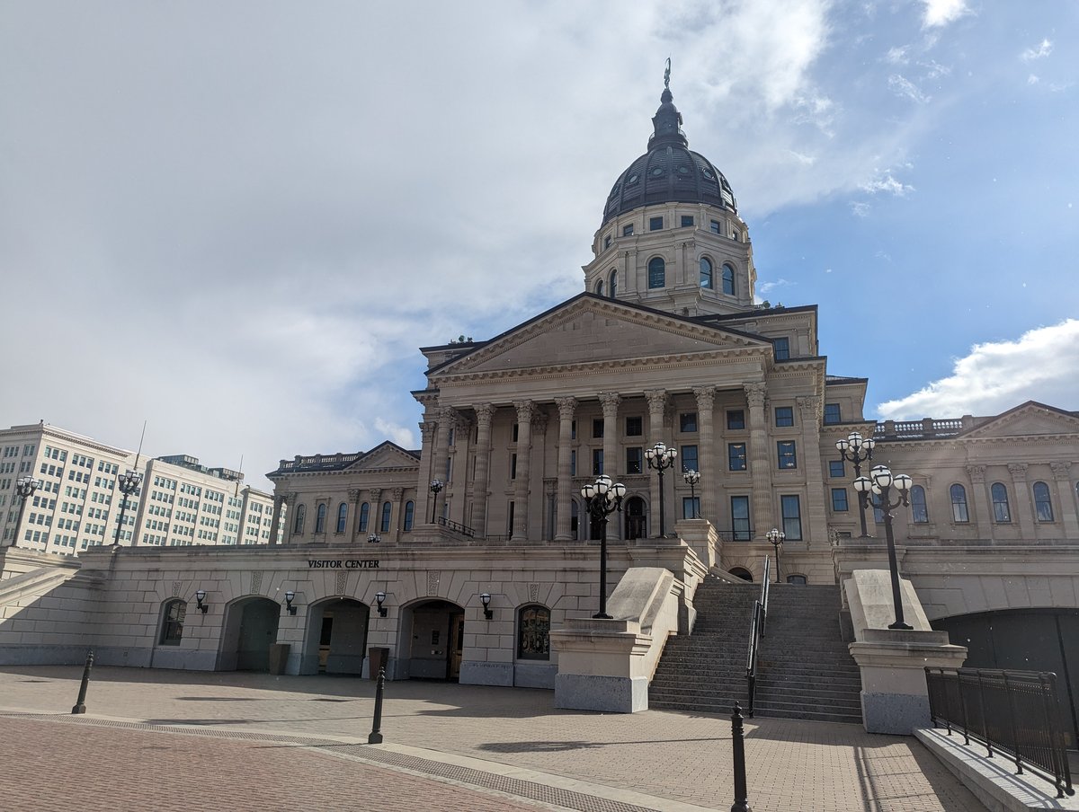 Kansas State Capitol in Topeka, dome and visitor center doors