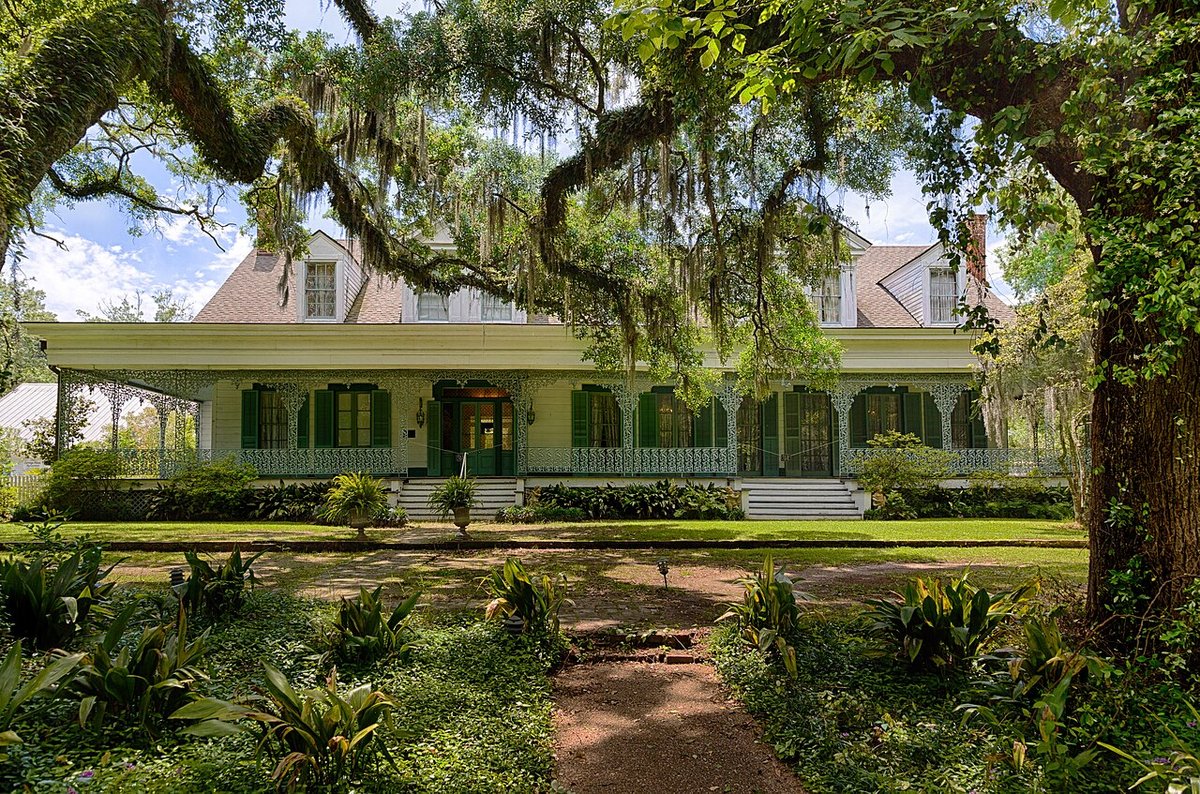 The Myrtles in St. Francisville, white house and green front door