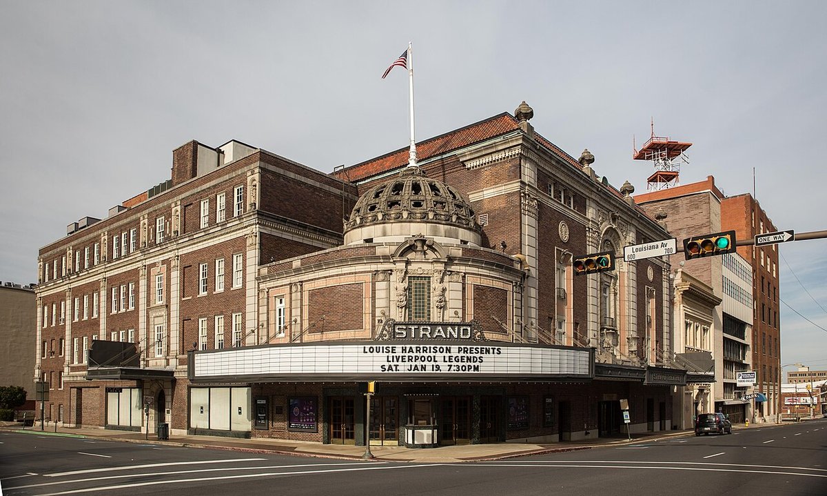 The Strand Theatre in Shreveport, marquee and street doors