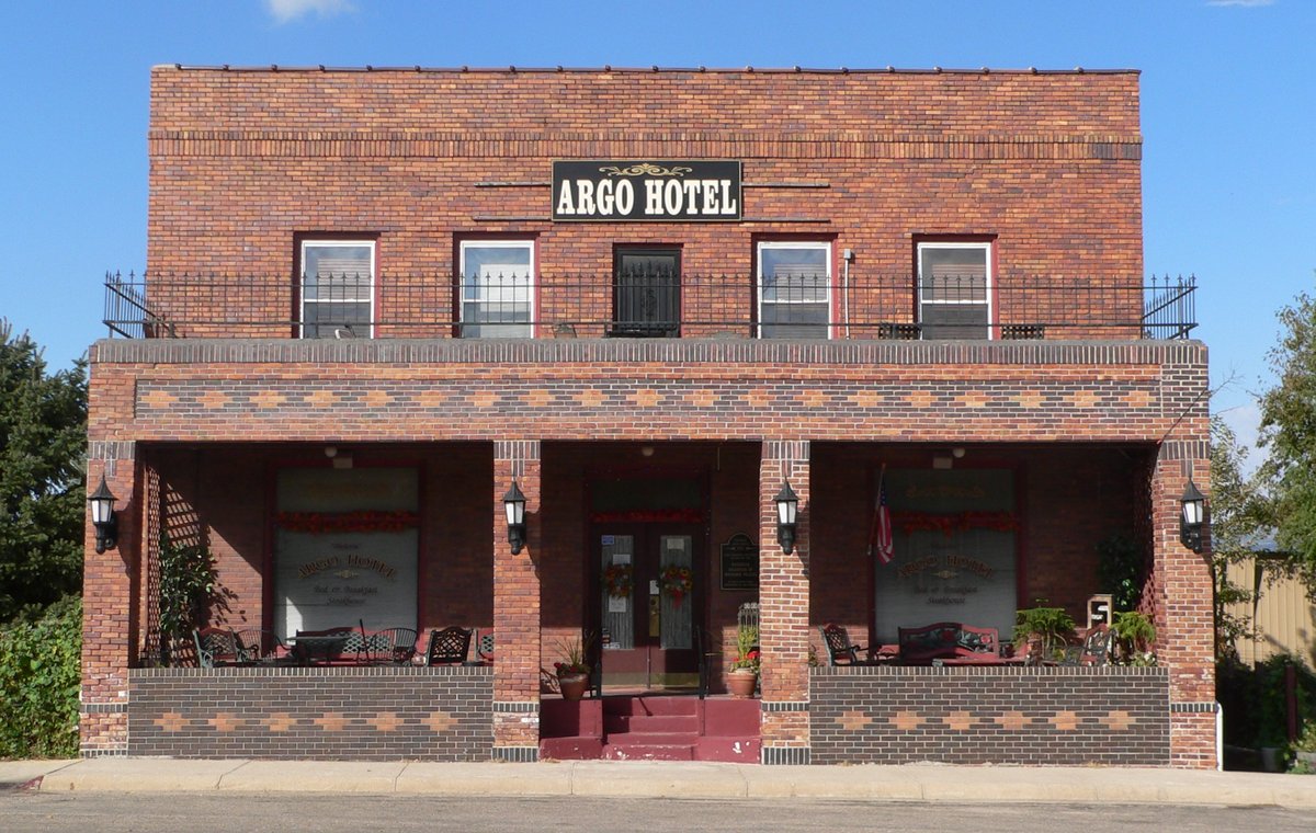 Argo Hotel in Crofton, brick front and ARGO HOTEL sign