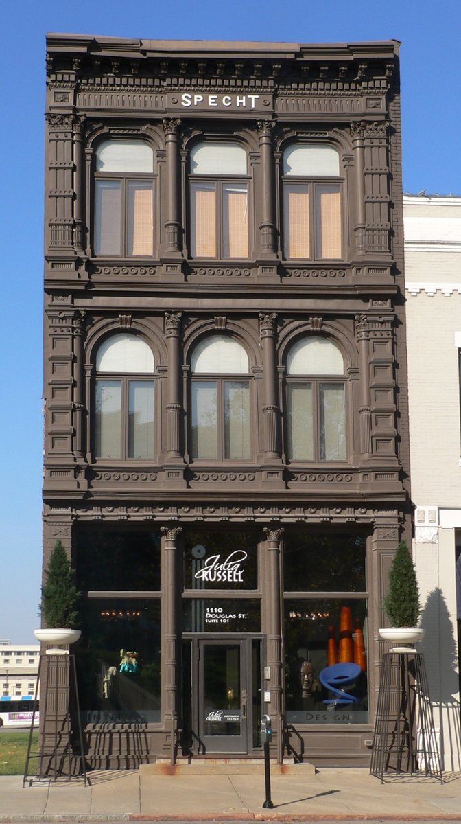 Christian Specht building in Omaha, cast-iron front with SPECHT on the cornice