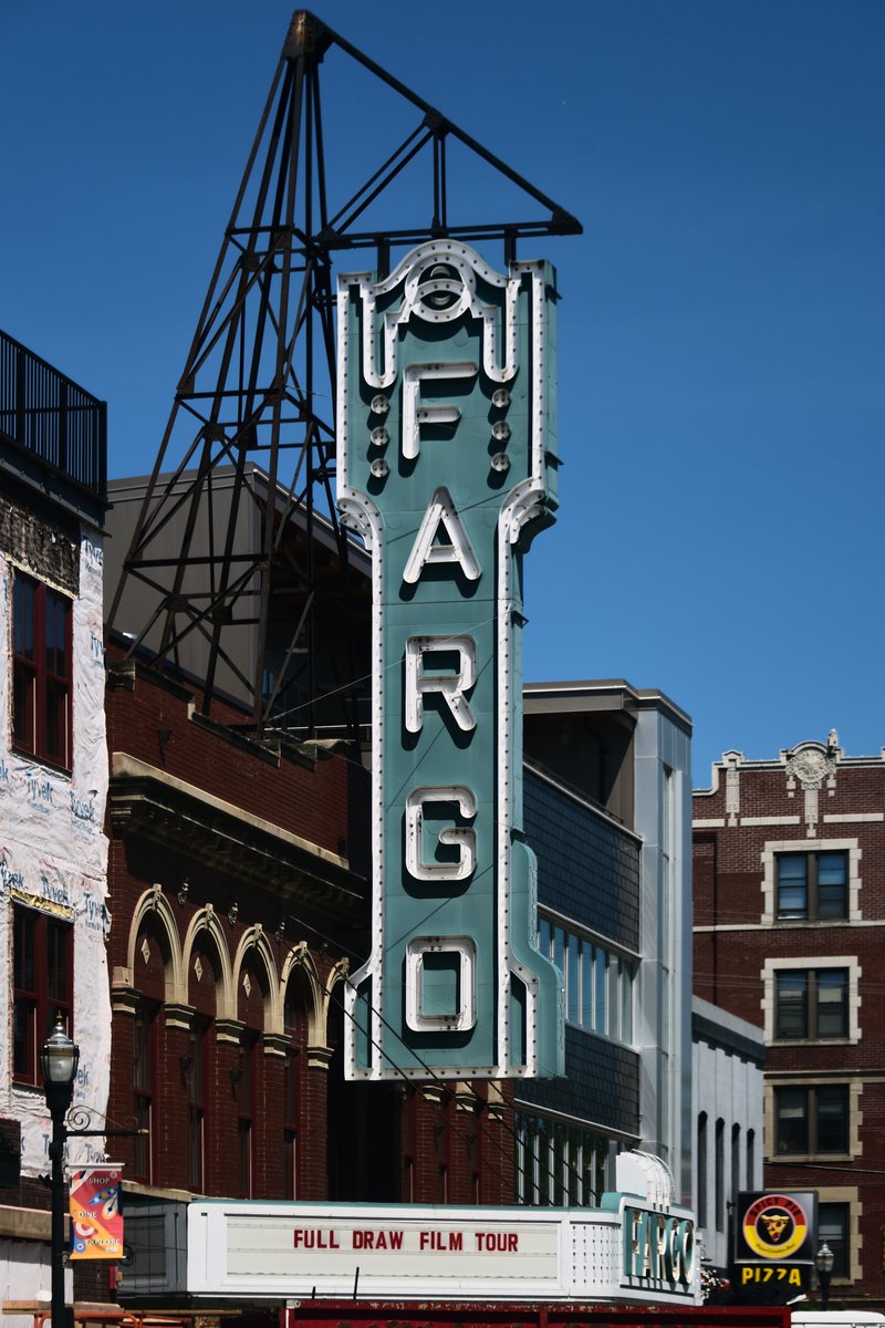 Fargo Theatre in Fargo, vertical FARGO blade and marquee