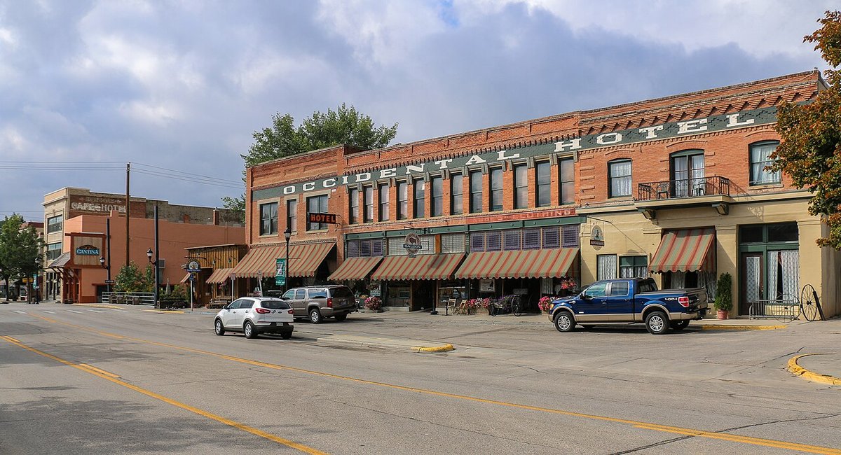 Occidental Hotel in Buffalo, with the name painted on the brick